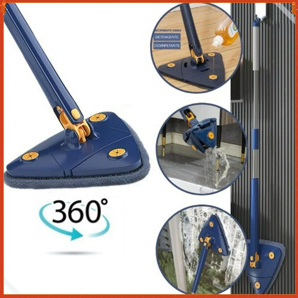 Esfregão Mop Triangulo Ajustável Giratório 360° Multiuso 2 Refil Rodo de Limpeza