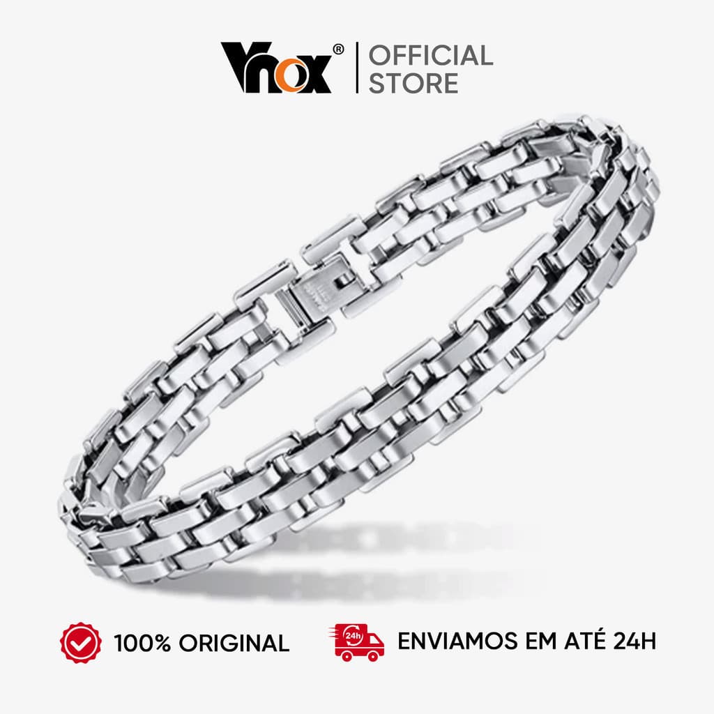 Pulseira Vnox de Aço Inoxidável de 11mm de Largura, Unissex, Personalizada, Estilo Hip Hop para Casais
