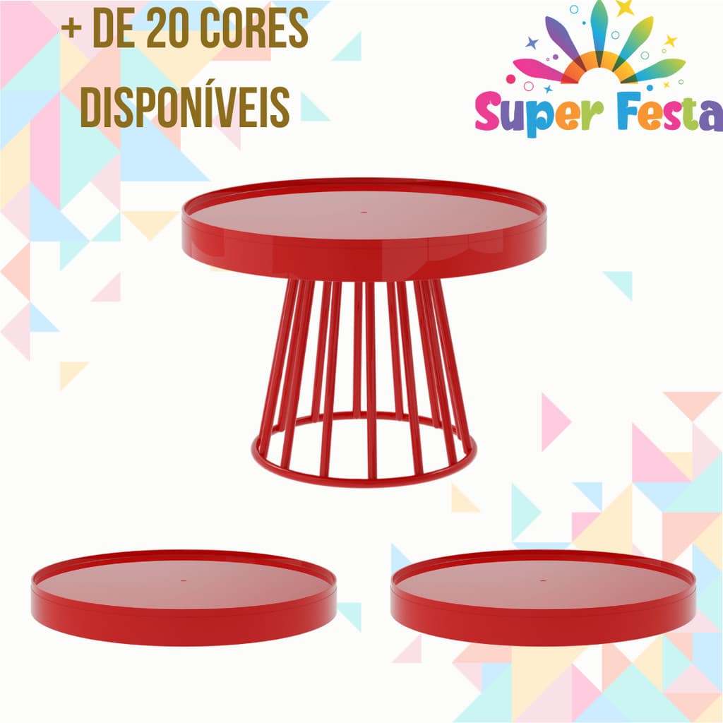 Kit Festa - 1 Boleira Cake Roma 23cm e 2 Bandejas Redondas