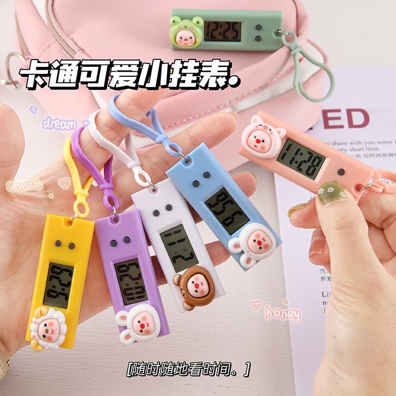 Bonito dos desenhos animados pequeno relógio de parede Mini relógio eletrônico portátil estudante exame classe calendári