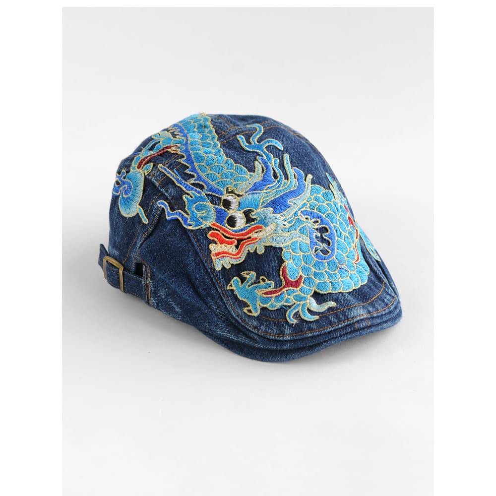 Dragão padrão bordado estilo chinês chapéu feminino primavera verão outono respirável boné de pico moda All-Match boina