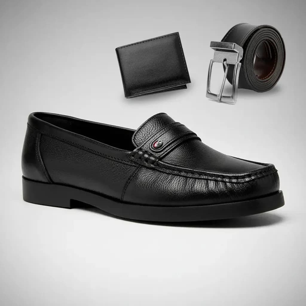 Sapato Mocassim Masculino Dockside Dia dos Pais Couro Premium + Carteira E Cinto