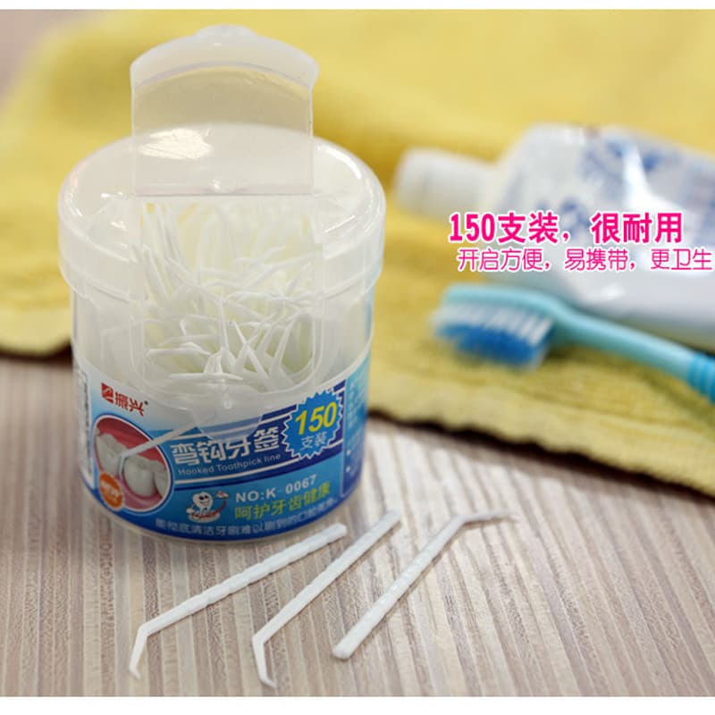 Zhenxing 150 varas conjunto gancho curvo palito doméstico após-Meal Gadget dentes limpos plástico fio Dental limpo Oral