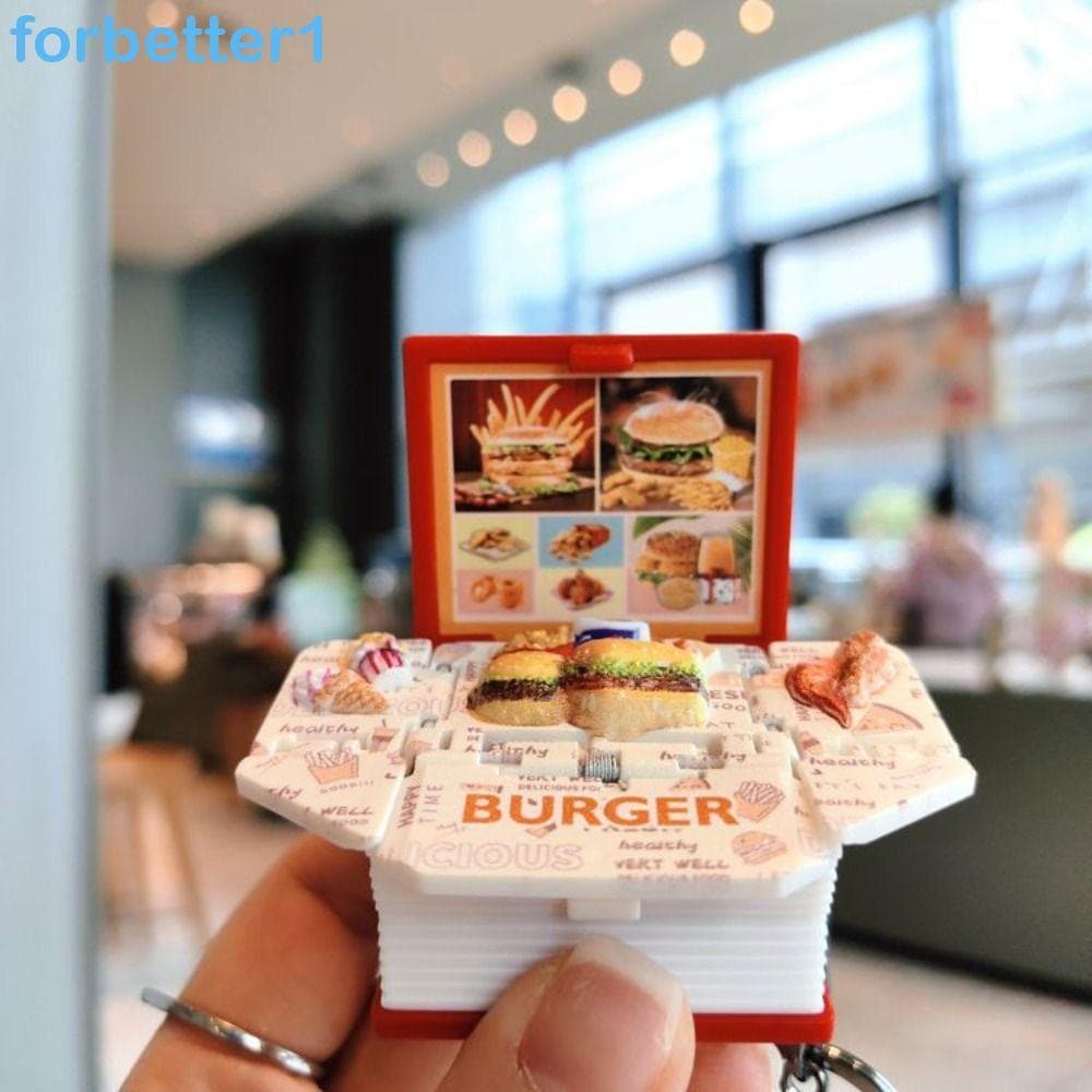FORBETTER Mini Chaveiros De Livro 3D , Saco Dobrável Portátil Pingente Engraçado , Novidade Dedo Leite Loja De Chá