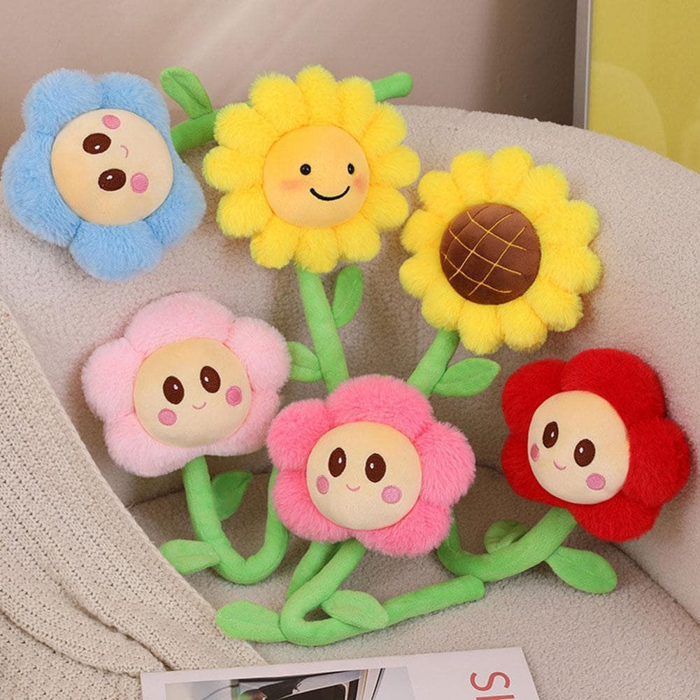 Adorável Buquê De Girassol De Desenho Animado Brinquedo De Pelúcia Boneca De Flor Colorida U9w0