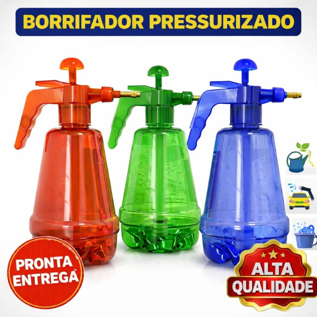 Borrifador Alta Pressão Manual Pulverizador Profissional Limpeza Jardim 1,6 Litros