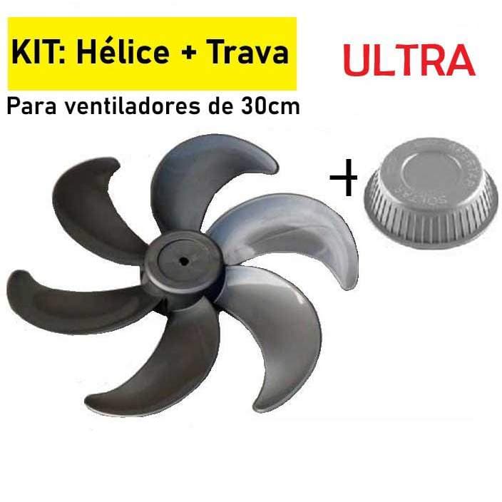 KIT HÉLICE + TRAVA  para Ventilador ULTRA 30CM - CINZA / PRATA