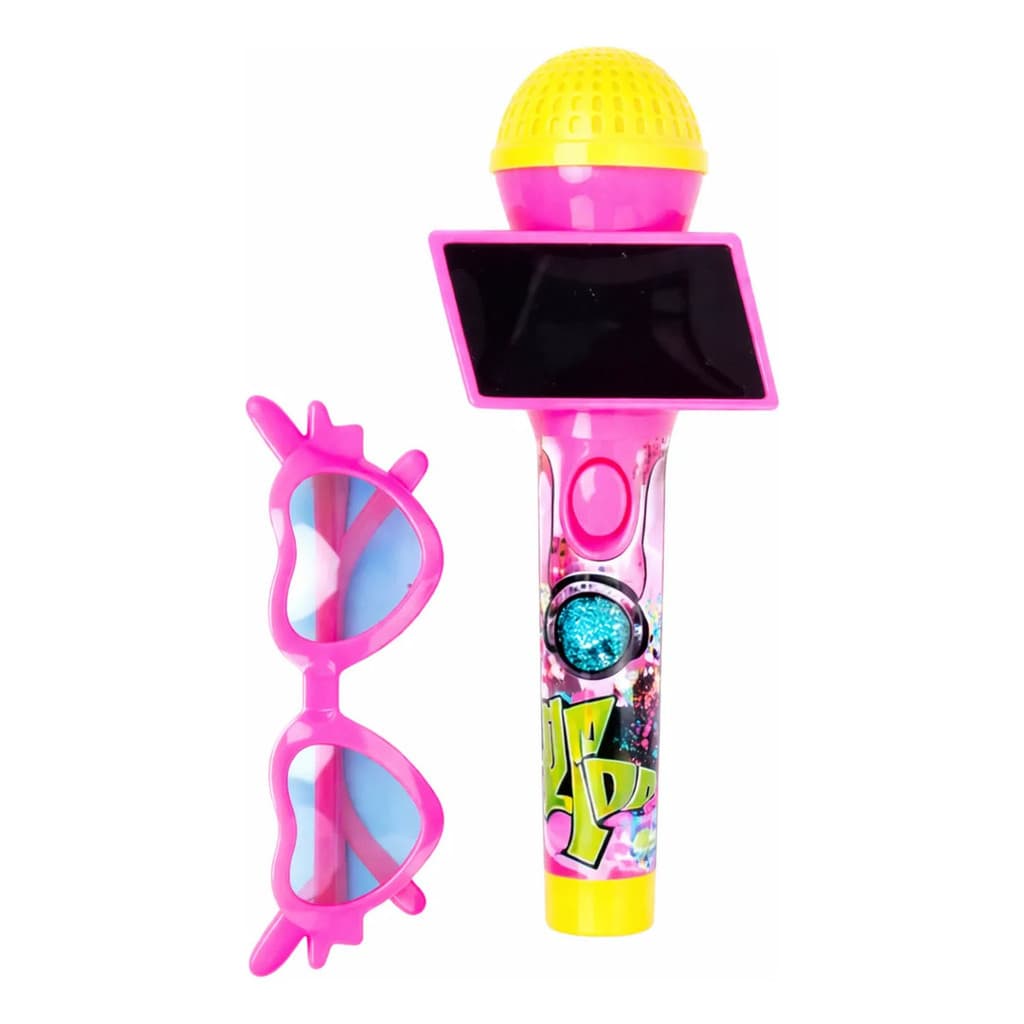 Microfone Infantil Com Luz Som + Óculos Brinquedo Musical