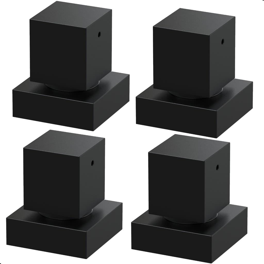 Kit 4 Acabamentos Registro Metal Preto Quadrado Padrão Deca