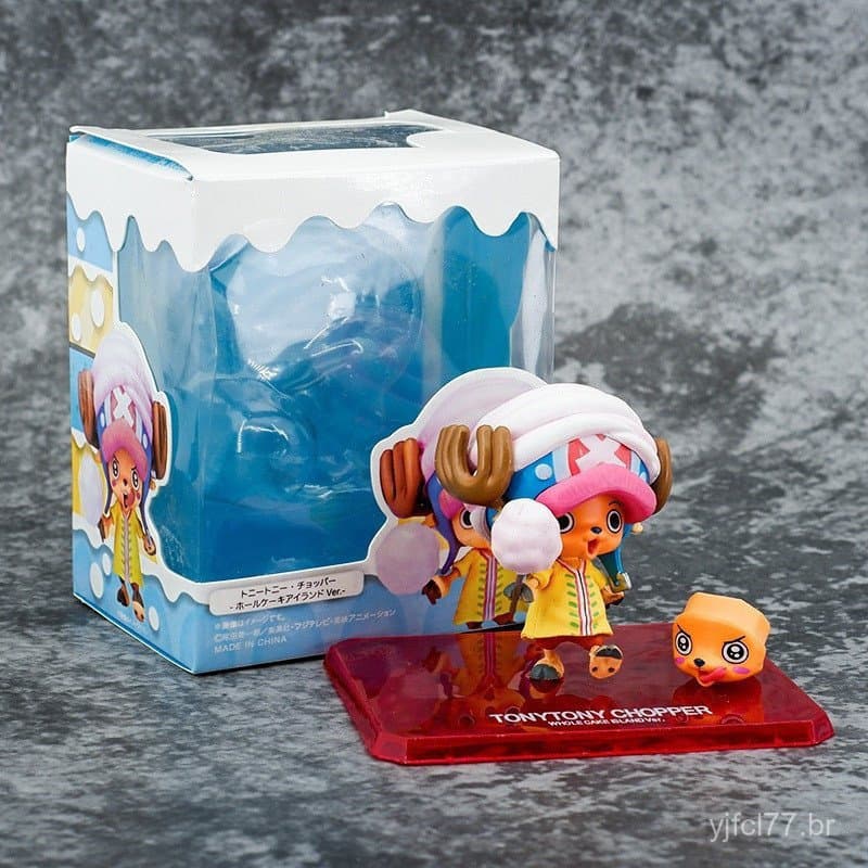 Figura de anime One Piece de 7cm, Tony Chopper marshmallow, versão Q, Lena, modelo móvel em PVC, brinquedo de decoração