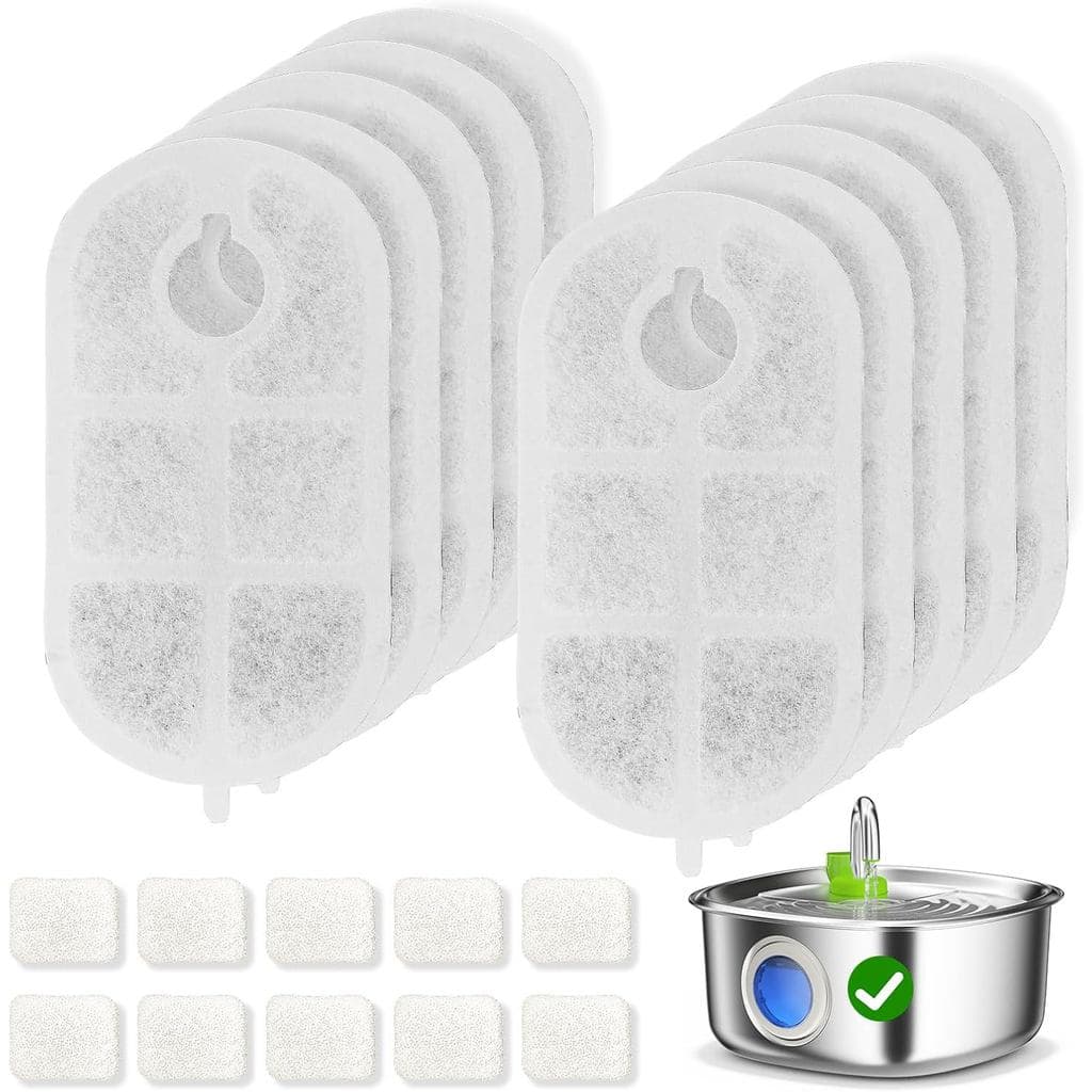 Filtros para Bebedouro de Cães FS20, Conjunto de 10 Filtros com 10 Esponjas, Filtros de Substituição de 5 Camadas para B