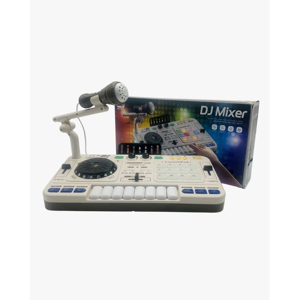 Mesa de DJ Infantil Musical com Microfone Piano Luz LED e Bluetooth - Mixer Controlador Eletrônico Gravador de Sons