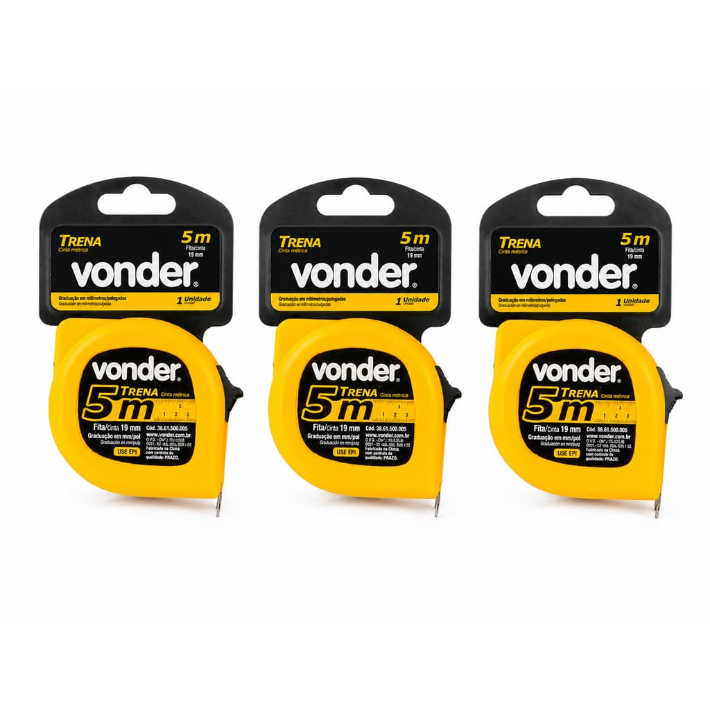 Kit 3 Trenas De Aço 5 Metros X 19mm, Resistente - Vonder
