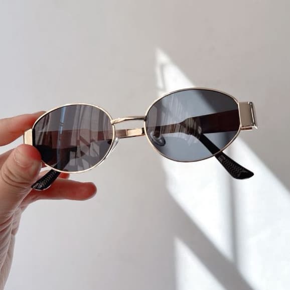 Óculos De Sol Ovais Vintage Com Proteção UV400 , Armação De Metal Para Mulheres E Homens Elegance