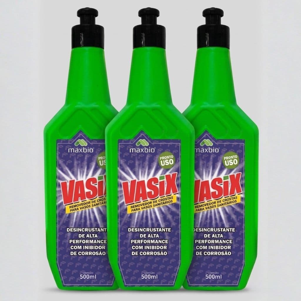 Kit 3 Vasix Removedor De Crosta Limpeza Vaso Sanitario Desincrustante Maxbio