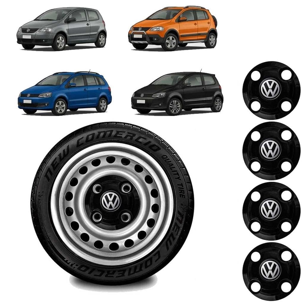 KIT 4 Calotinhas FOX Volkswagem Centro Roda Aro 13 14 15