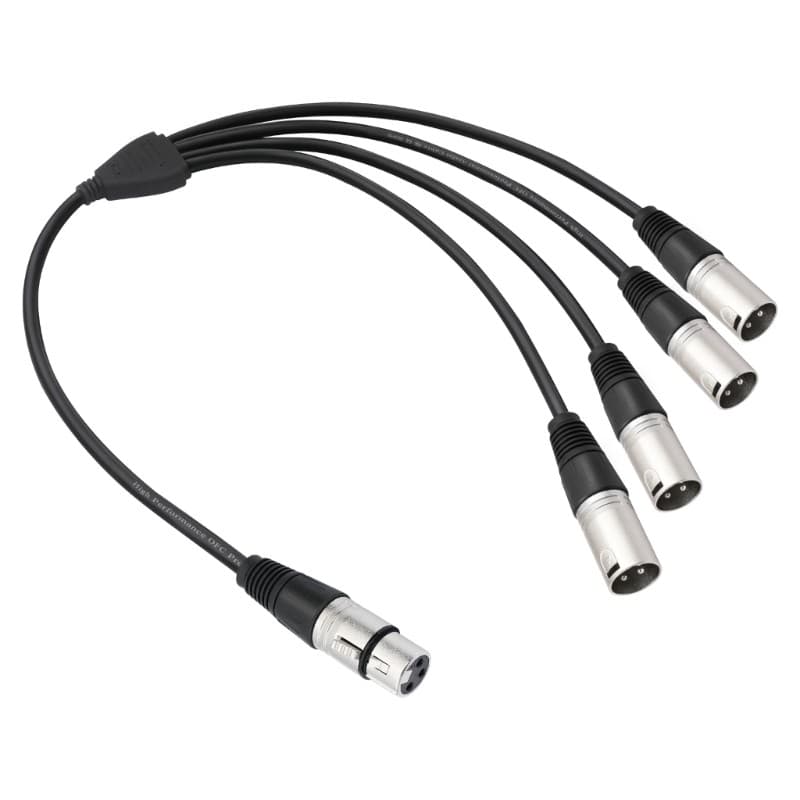 Yoo 3Pin XLR 1 Fêmea Para 4 Conectores Machos Amplificadores De Misturadores De Microfones
