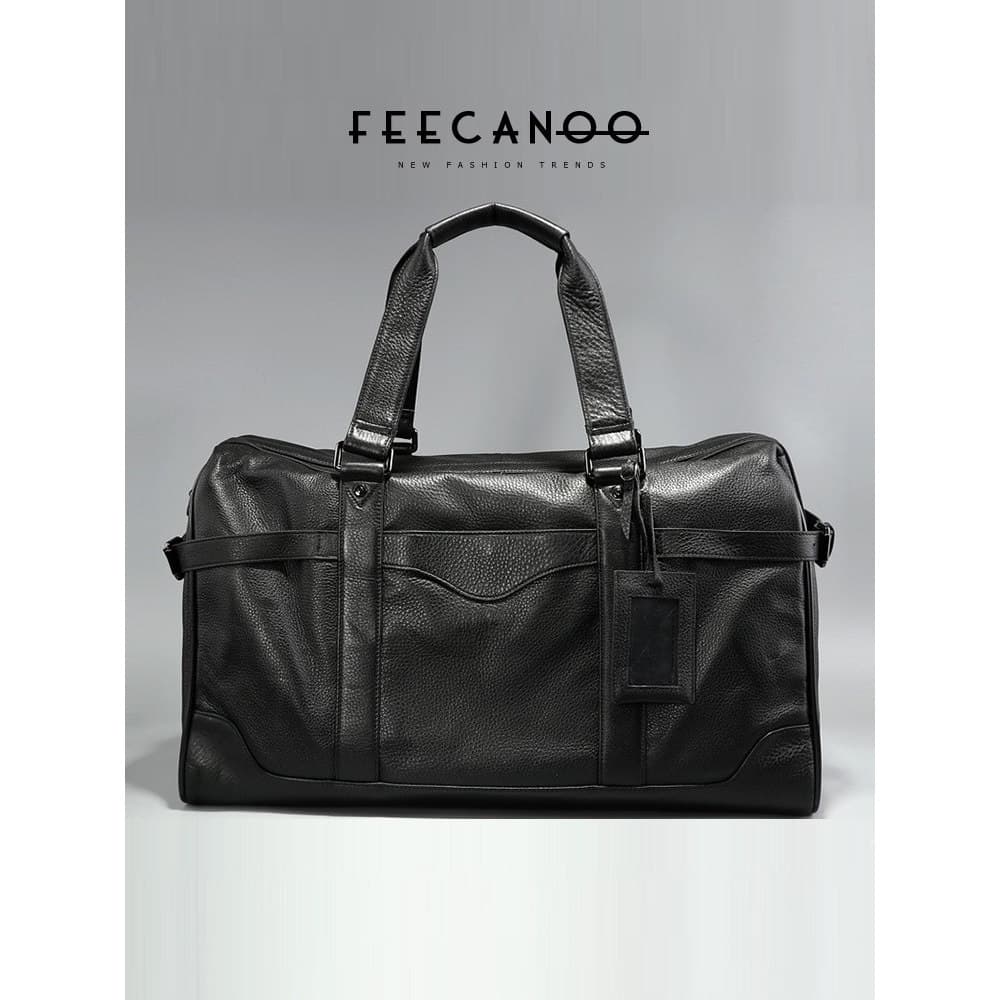 Bolsa de viagem masculina, bolsa leve de viagem, versão coreana, grande capacidade, Casual, couro de vaca, viagem de neg