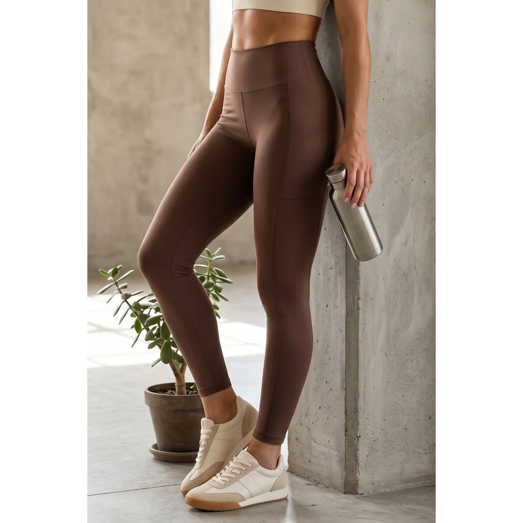 Calça Legging Fitness Sports Polo Wear Marrom Médio