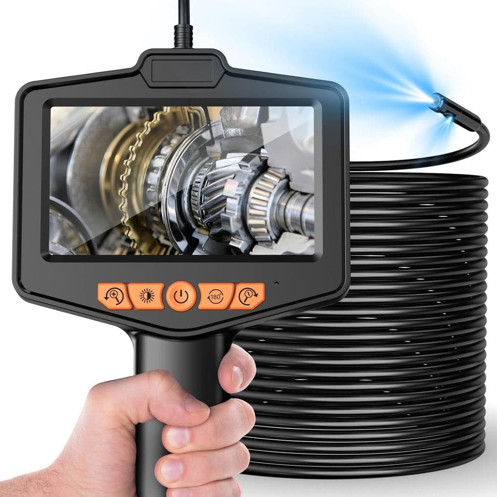 Dual Lens Endoscope Camera with Light，16.5FT Anhendeler Borescope Inspection Camera, IP67 Waterproof Borescope, 4.3" IPS