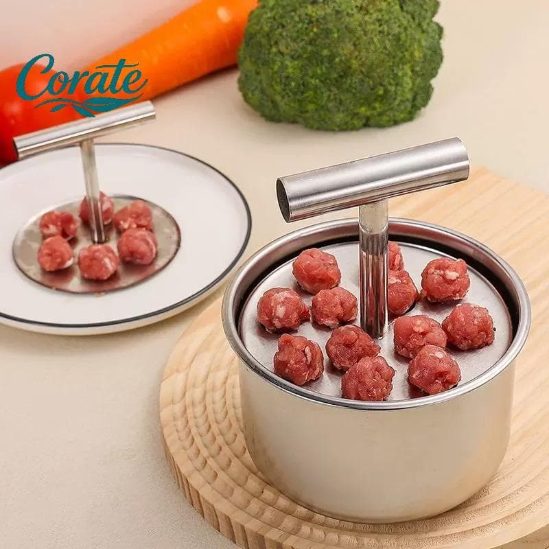 [Corate] Imprensa Fabricante De Almôndegas De Aço Inoxidável Bolas De Carne Manual Ferramenta Multifuncional Molde De Co