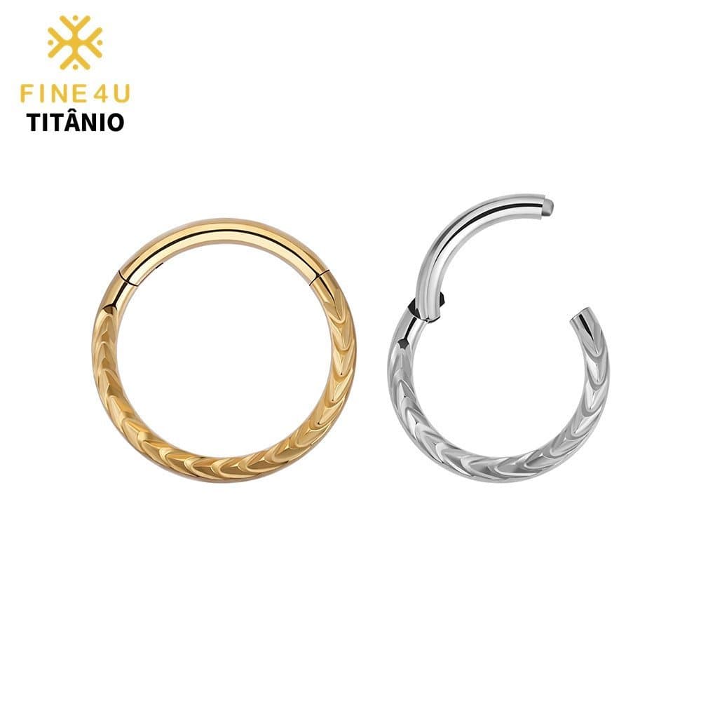 FINE4U Brinco Nariz Titânio PVD Para Septo Daith Helix Argola Hipoalergênica