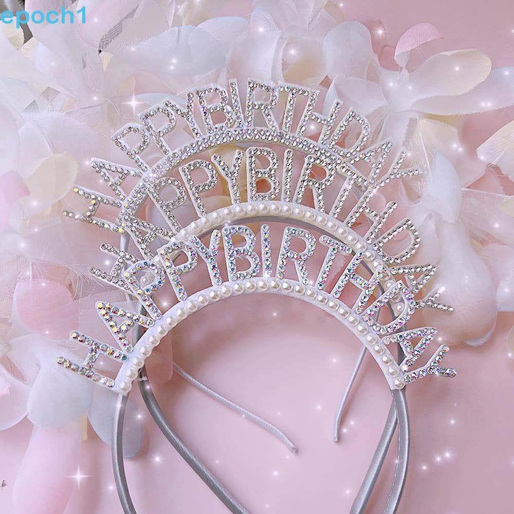 EPOCH1 Feliz Aniversário Faixa De Cabeça Mulher Simples Pérola Rainha De Decoração Em Liga Hair Hoop