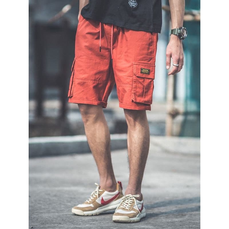 Verão americano Casual rufião bonito japonês Multi-bolso macacão Shorts masculino solto rua resistente ao desgaste resis