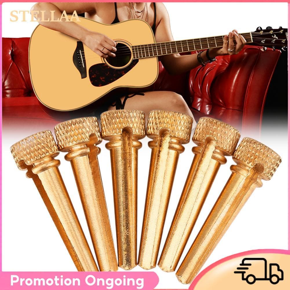 Stellaa Tbest 6 peças de pinos de ponte de guitarra de latão para pinos acústicos - peças de reposição de pontos de