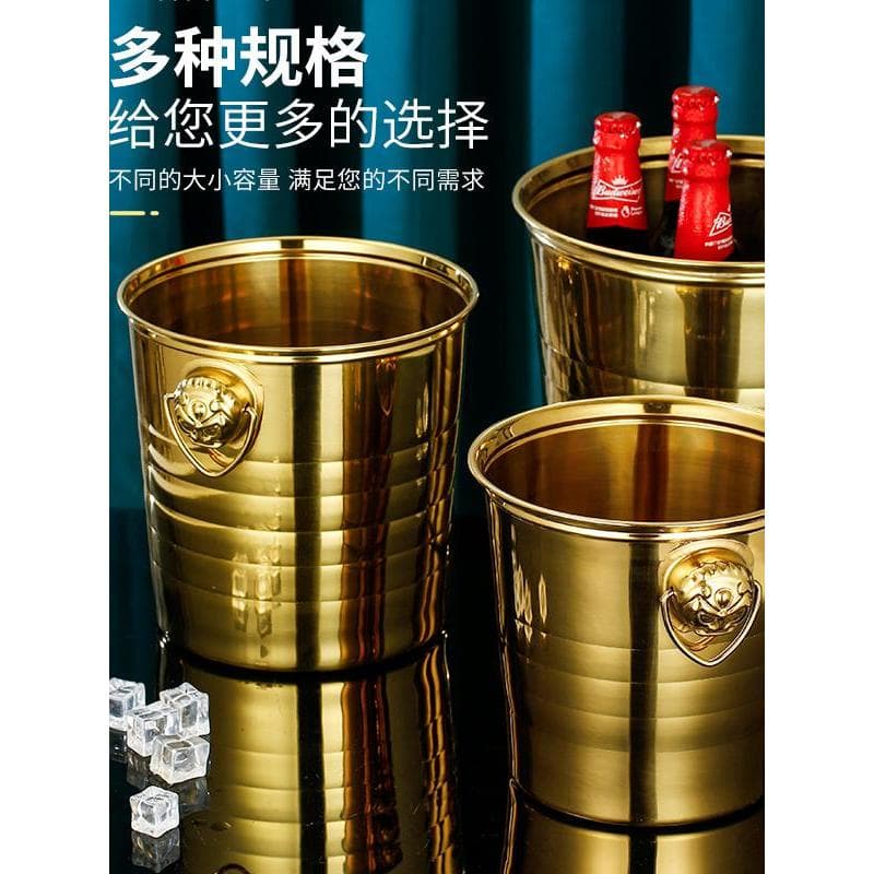 Balde de gelo de aço inoxidável alça criativa balde dourado KTV champanhe balde pequeno balde de gelo cerveja vinho tint