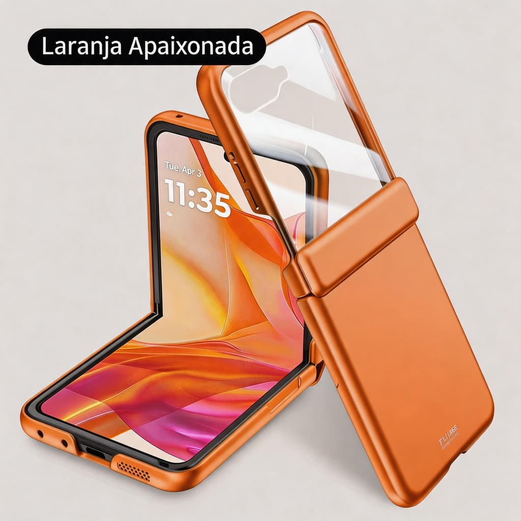 capa Premium Moto Razr 50 /  Razr 50 Ultra com Corrente Dobrável - Acabamento Fosco, 3 Cores, Proteção Básica