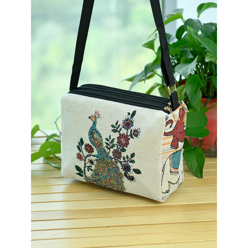 Novo estilo étnico bordado flor pavão mensageiro saco feminino bolsa de ombro Casual All-Match três