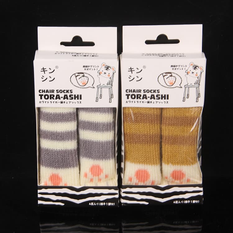 4 pçs conjunto estilo japonês gato garra pé almofada de malha cadeira pé capa de madeira piso proteção fezes capa pé alm