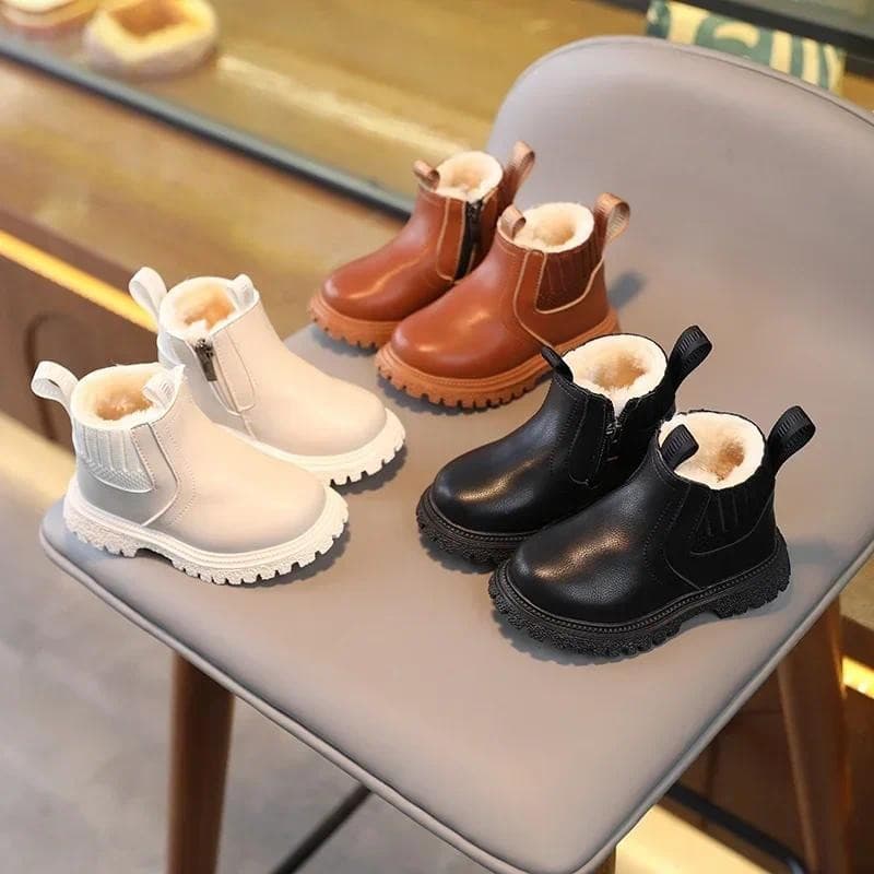 Outono Inverno Bebê Crianças Botas Curtas Super Quentes Meninos Meninas Sapatos De Couro Do Plutônio Moda Da Criança Nev