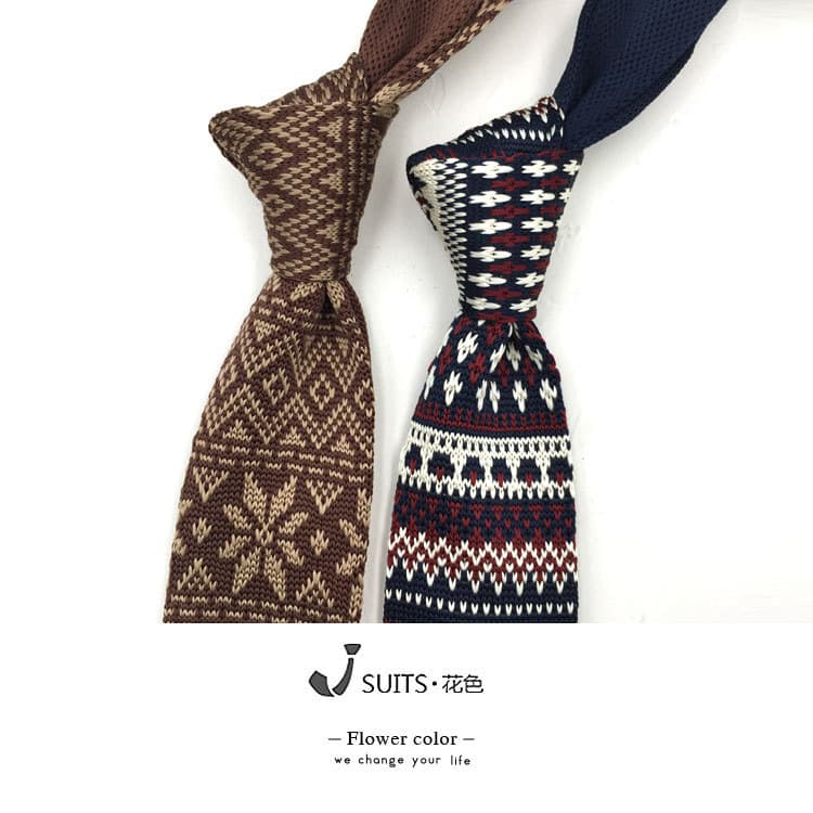 Gravata plana retrô jacquard casual de malha azul marinho gravata jacquard japonesa casual gravata britânica