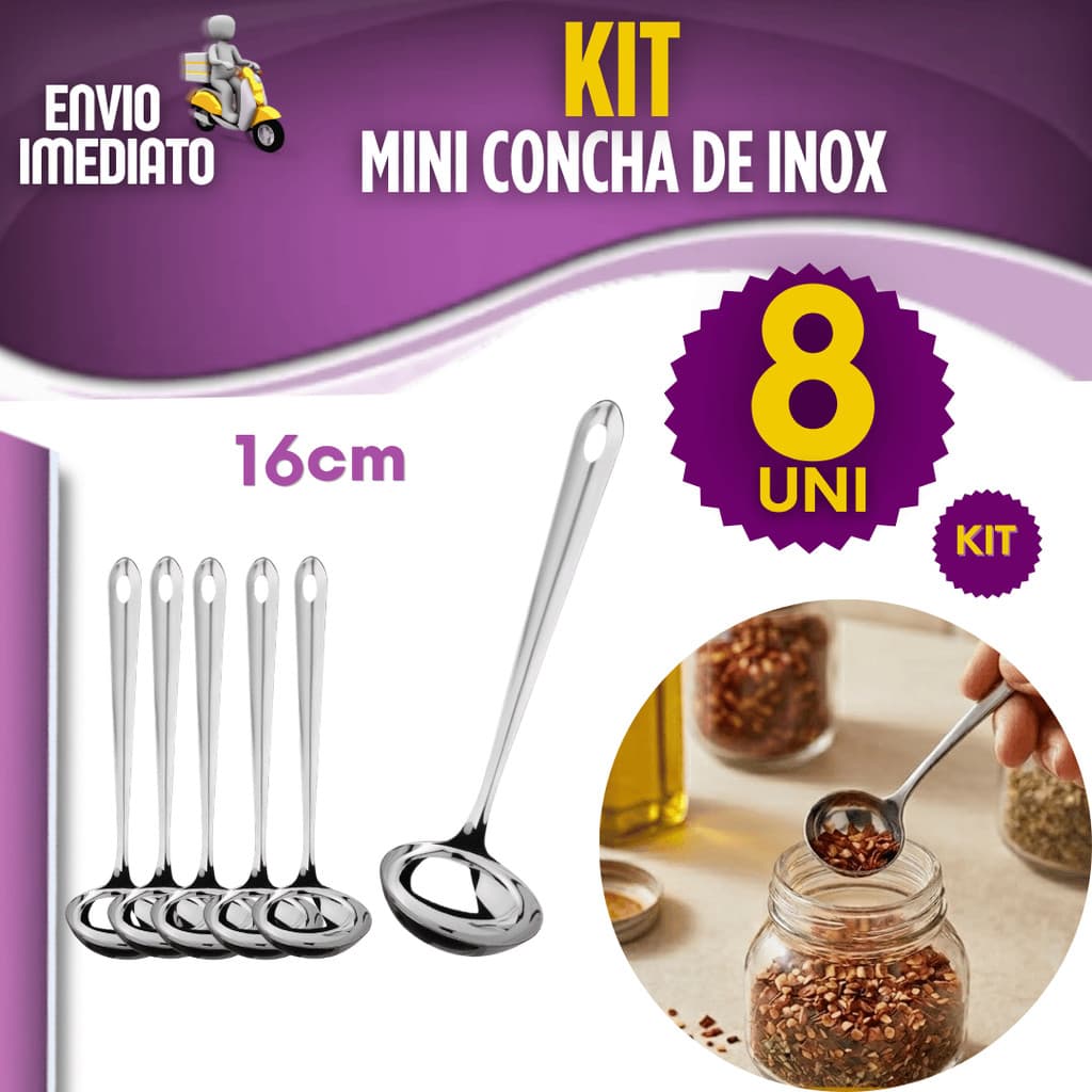 Mini Concha 2/4/6/8 Peças Pequena Servir Molho Tempero Caldas Cobertura Farofa Vinagrete Aço Inox
