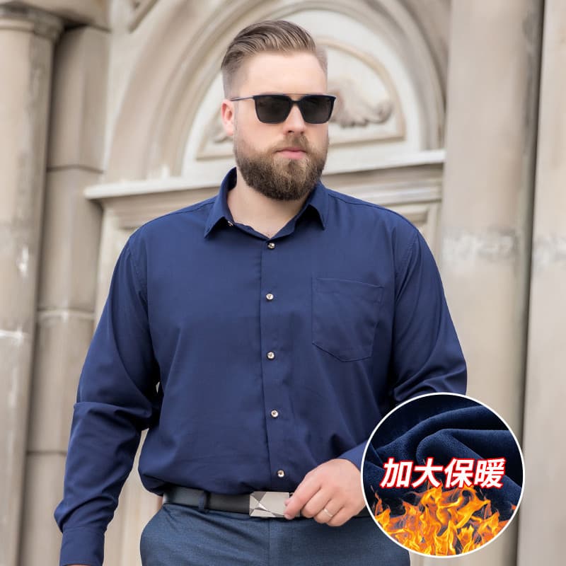 Velo extra grosso tamanho grande camisa de manga comprida negócios All-Match ferramentas branco extra gordo extra grande