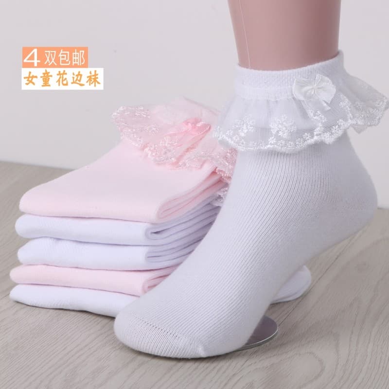 Crianças meias brancas meias de algodão meninas meias meninas rendas dança latina meias de renda primavera verão meias d