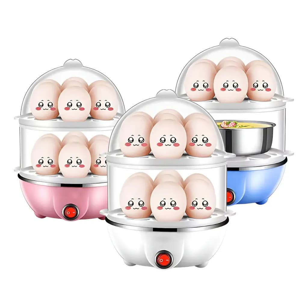 Cozedor de Ovos Elétrico Portátil Cozinha à Vapor 1 2 3 andares até 20 ovos 110 e 220
