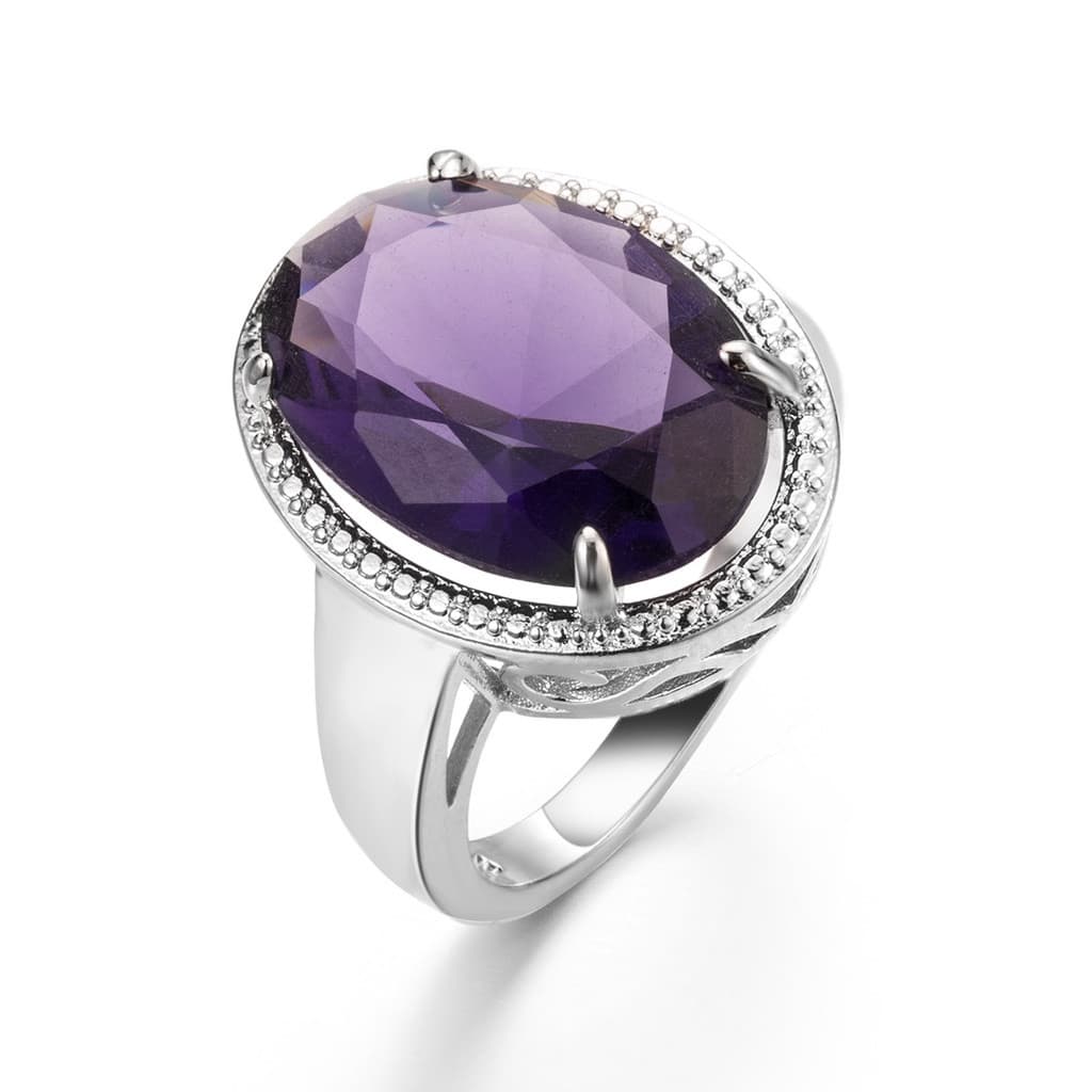 Xillu ⭐ Ametista Zircon 925 Anel De Prata Para As Mulheres Jóias Da Moda Coreano Casal Homens Presente Do Vintage Namora