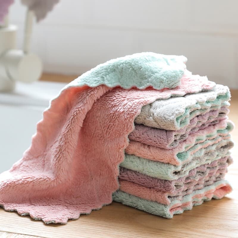 Douyin mesmo estilo pano engrossado absorver água não-oleoso não-forro pano de limpeza cozinha lavar louça prato toalha
