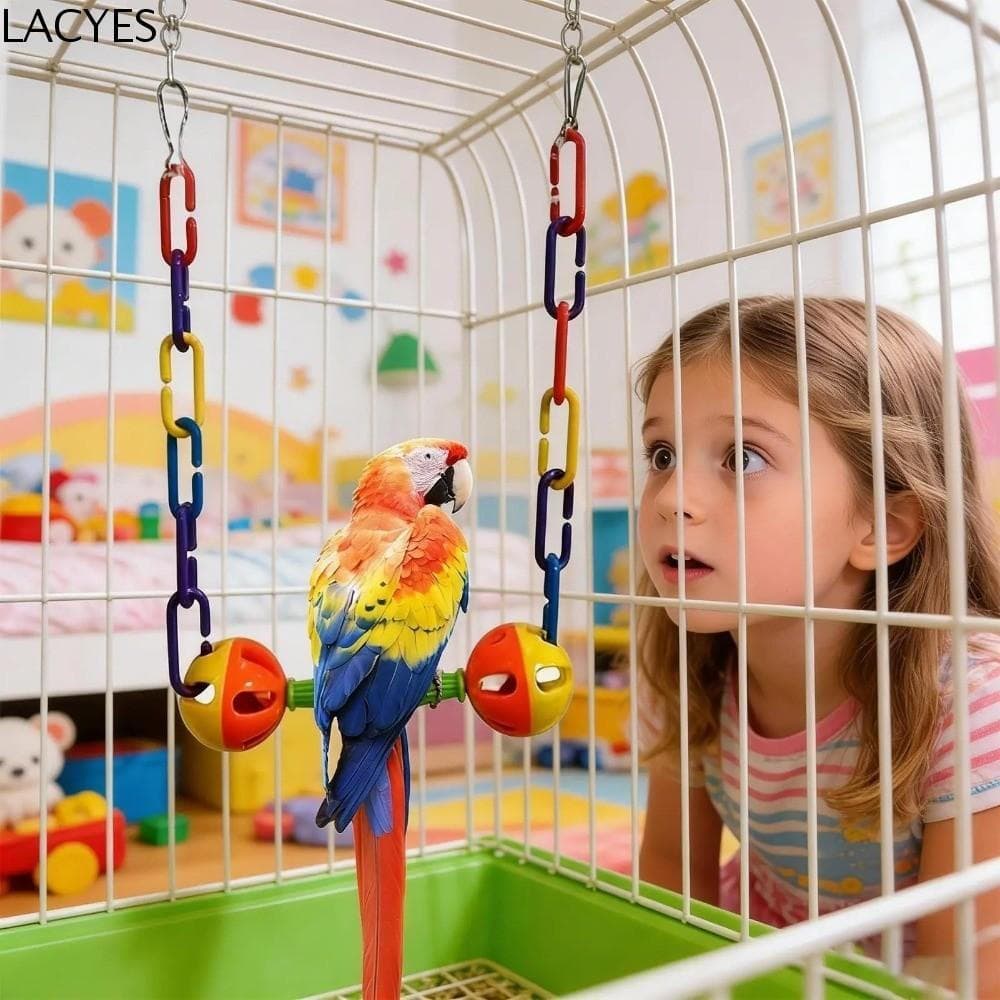 Balanço Suspenso Para Pássaros LACYES , Colorido Com Sinos , Interativo , Suporte De Resistente Ao Desgaste De Plástico