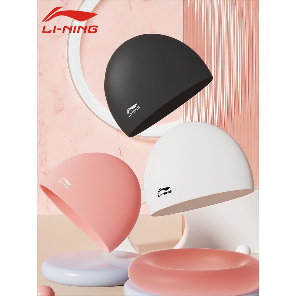 Li Ning Silicone touca de natação feminino 2026 novo estilo profissional à prova dwaterproof água não-estrangulamento ca
