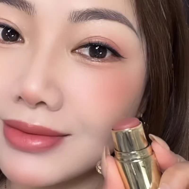 Preguiçoso dupla cabeça Blush vara sol vermelho feminino cremoso brilho expansão cor Nude maquiagem Natural sombra batom
