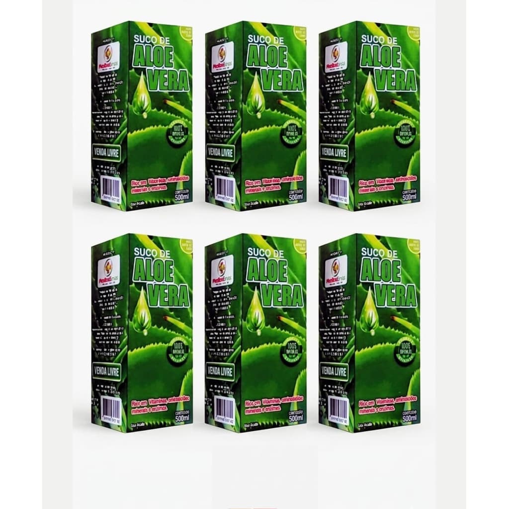 Kit 6 Suco Aloe Vera 500ml Cada Frasco - Chá Babosa Composto Suplemento Nutricional / Revenda Preço De Fabrica