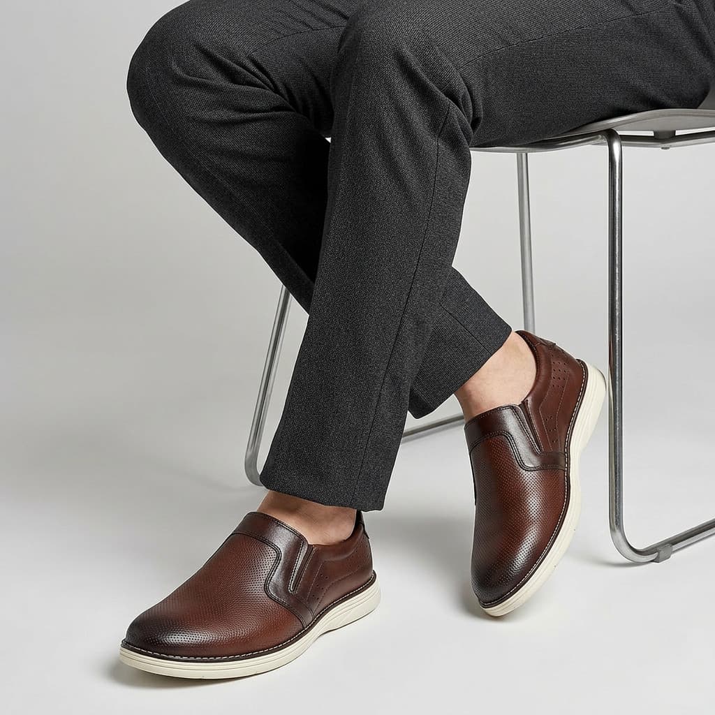 Sapato Masculino Marrom Slip On Leve Confortável Casual Giolo