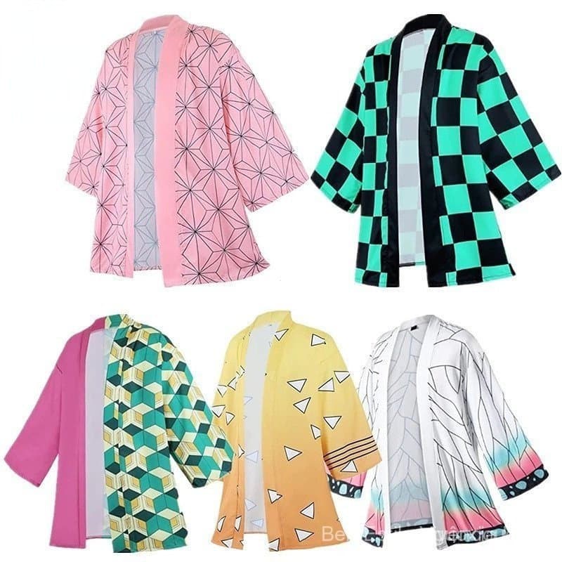 Kimetsu No Yaiba Haori Kimono Agatsuma Zenitsu Kochou Shinobu Camisa De Verão Roupas De Anime