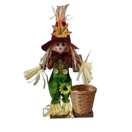 Espantalho em Pé com Cesto Decorativo perfeita para Festa Junina 30cm