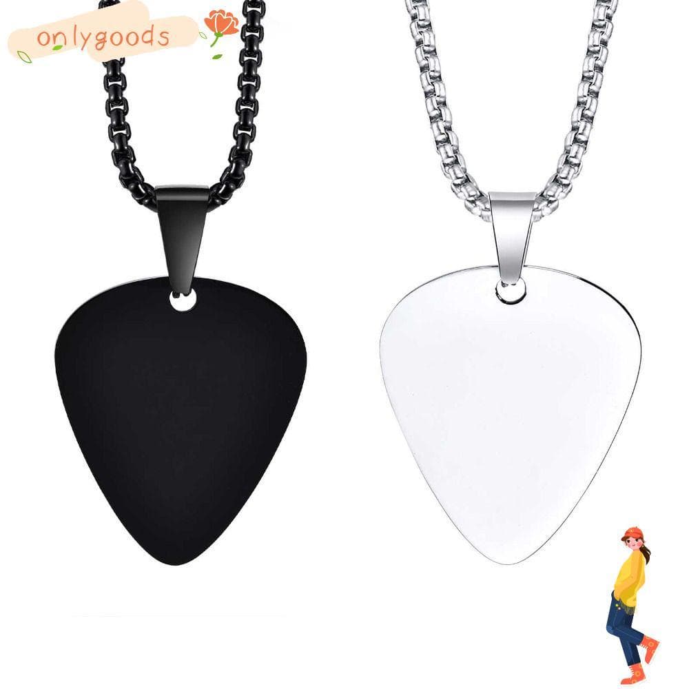OYY Pingente De Palhetas De Guitarra , Colar De Palheta Preto Prateado De Aço Titânio Com Coração
