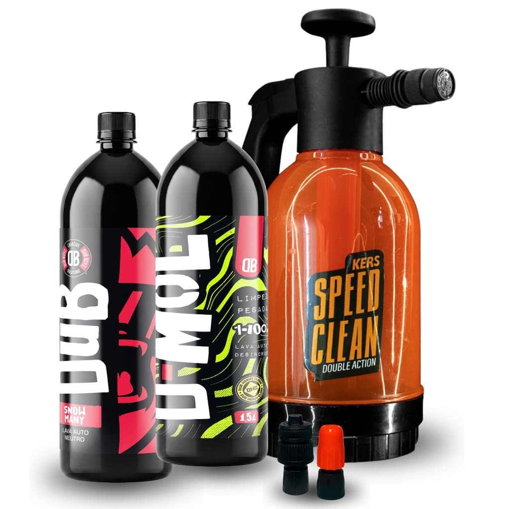Kit Lavagem Pro Dub Boyz Kers Speed Clean Pulverizador 2L D-Mol 1,5L Snow Many 1,5L Shampoo Auto